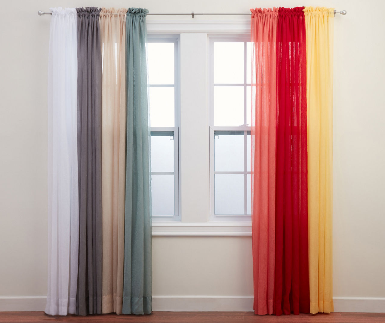 Scarlet Crushed Voile Sheer Curtain Panel, (84")